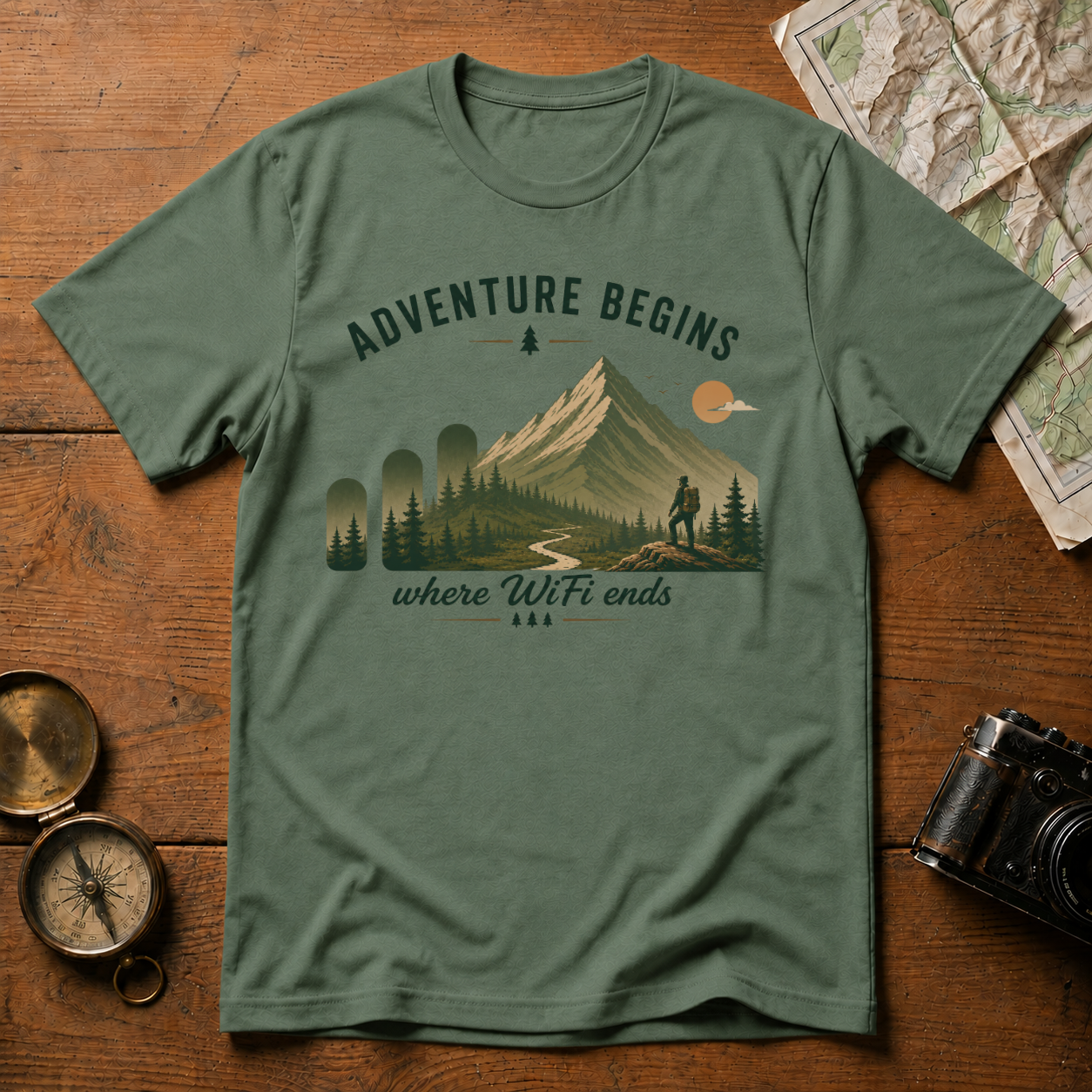 Adventure Begins where WiFi Ends  T-Shirt