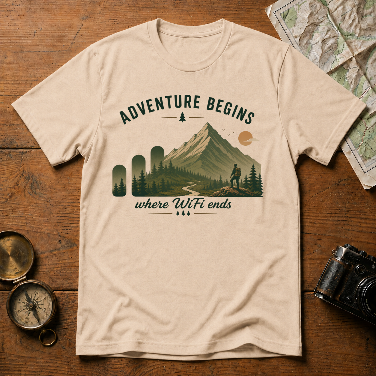 Adventure Begins where WiFi Ends  T-Shirt