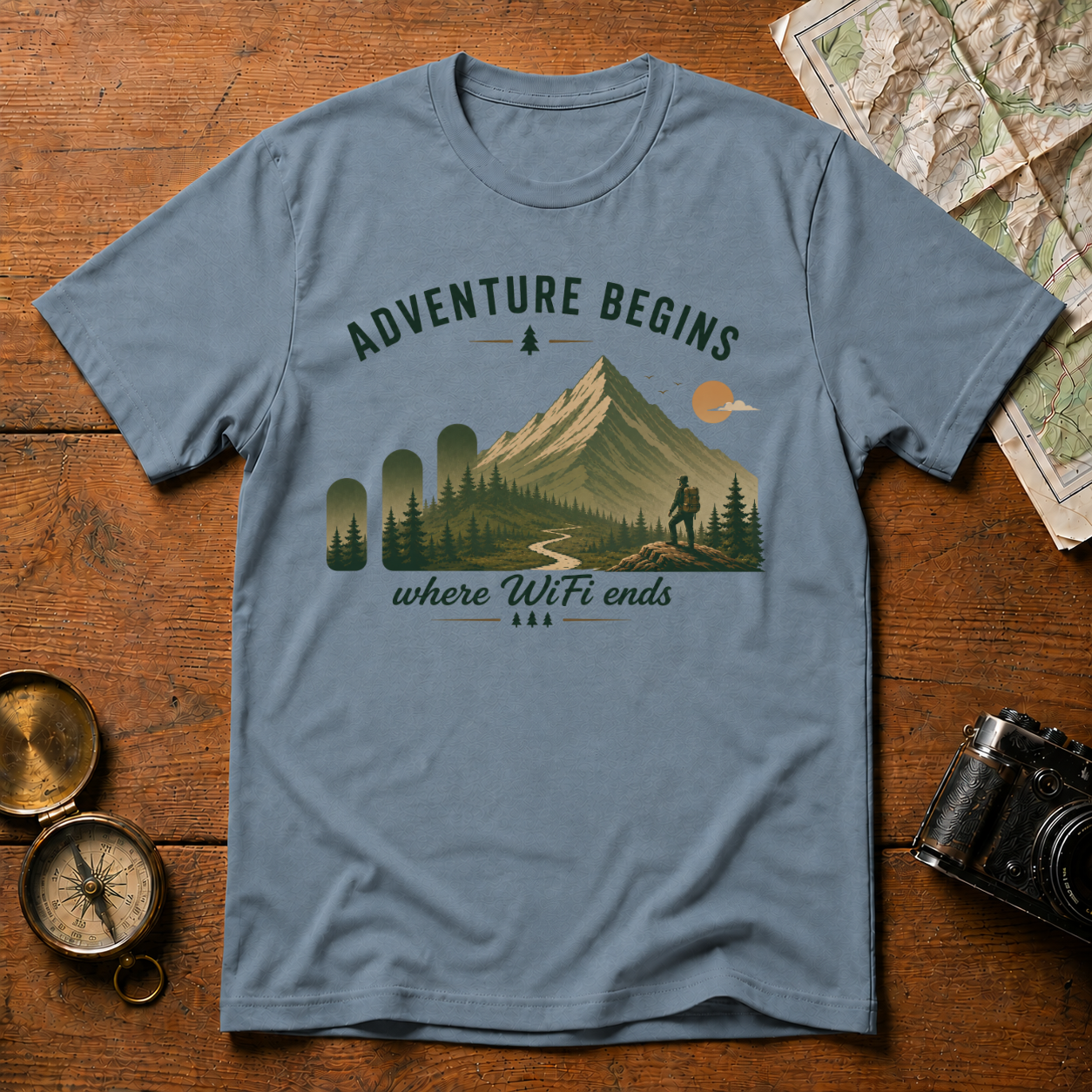 Adventure Begins where WiFi Ends  T-Shirt